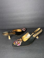 1,499 Vintage Gucci crystal-embellished suede slingback Pumps Shoes Heels Sz 8