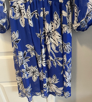 blue floral knee length dress Midnight Blue Floral Knee Length Dress