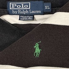 Made In USA Polo Ralph Lauren Men’s XL Polo Shirt White Dark Brown Striped