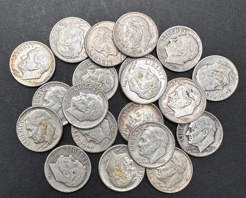 Lot of 20 - Roosevelt Dimes Mixed Dates 90% Silver