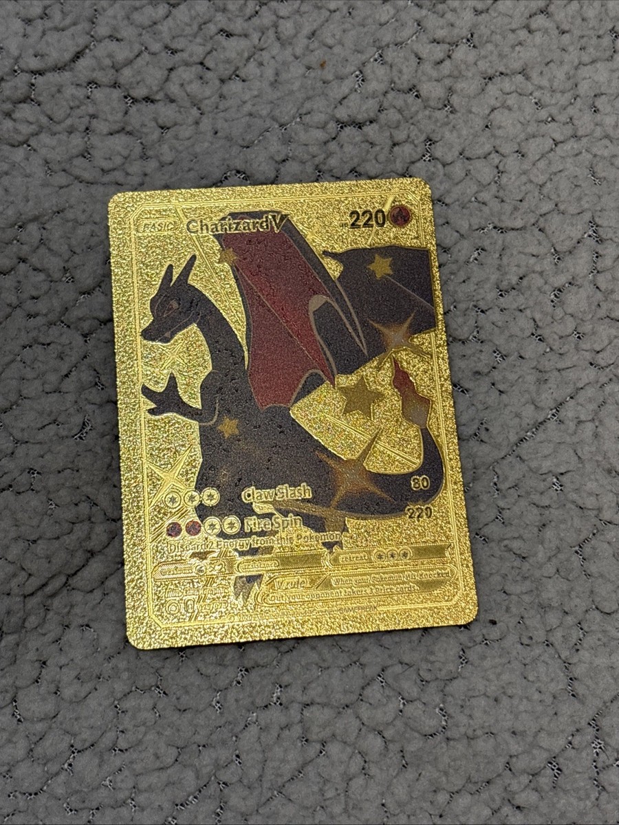 Shiny Charizard V #079/073 Gold Foil Pokemon Fan Art Display Card