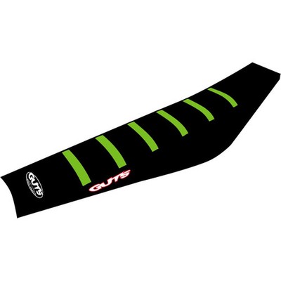 GUT'S KAWASAKI KX65 シートカバー Guts Racing Ribbed Seat Cover - Black/Black/KX Green, Stock