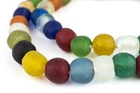 Multicolor Recycled Glass Beads 14mm Ghana African Sea Glass Round Large Hole