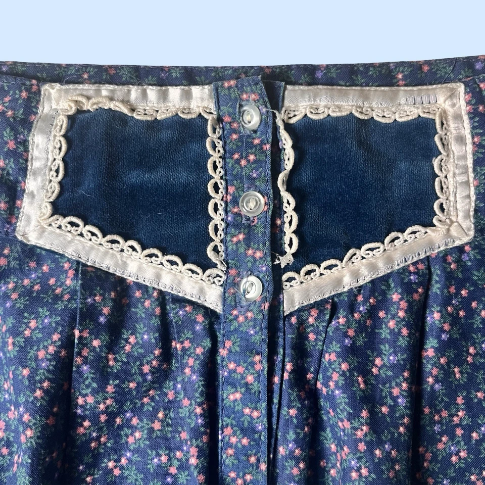 Jessica’s Gunnies Vintage 70s Ruffle Skirt Gunne Sax Blue Cottage Prairie Boho - Image 2 of 4