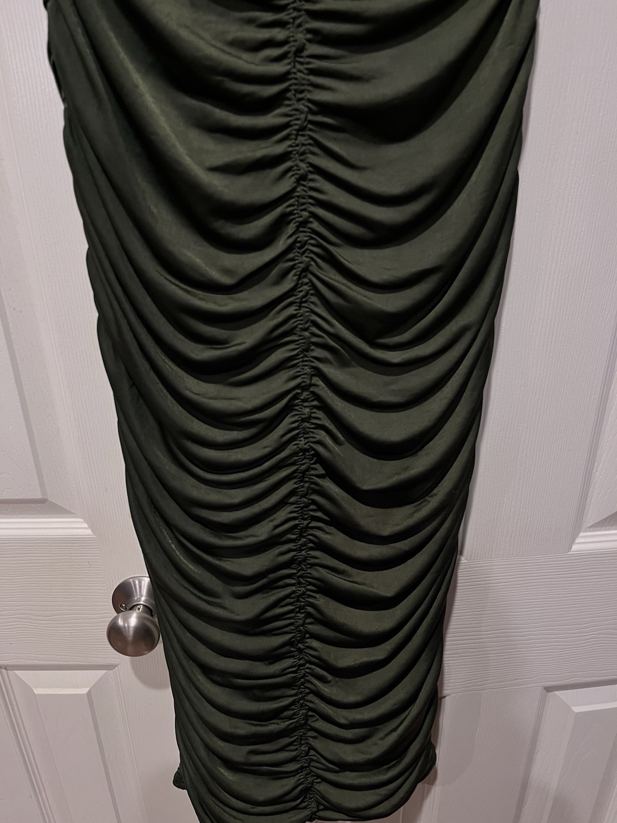 Maxi Rouched Body Con Dress Women S Olive Green Fairy Mermaid Goth Witchy