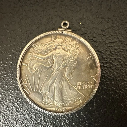 U.S. Mint American Eagle 1988 1 oz .999 Fine Silver Coin Pendant Uncertified