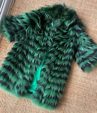 Mob Wife Raccoon Coat Fur For Woman Green And Black Size S/m Winter Coat