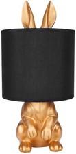 Tischlampe Hase Hasenlampe Nachttischlampe Tischleuchte Modern Schwarz Weiß 42cm
