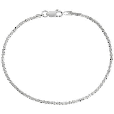 925 Sterlingsilber funkelnde Steinkette Diamantschliff Halskette 1,8 mm 7'' bis 24''