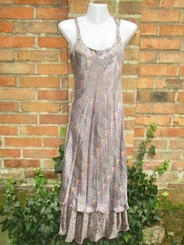 Kleid Seide Seidenkleid Sommerkleid Hippie ethno Nepal Goa Sari L lila  Strand | eBay