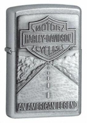 Zippo Unisex Harley Davidson American Legend Feuerzeug Chrom poliert, winddicht 
