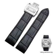 Correa de reloj de cuero genuino para Cartier Santos 100 23 mm correa con hebilla plegable