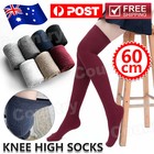 Warm Thigh High Socks Women Solid Color Over knee Long Boot Knitted Cable Knit