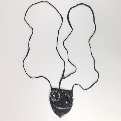 R366 V Hot Mens Pouch Thong Suspender PVC Faux Leather Black