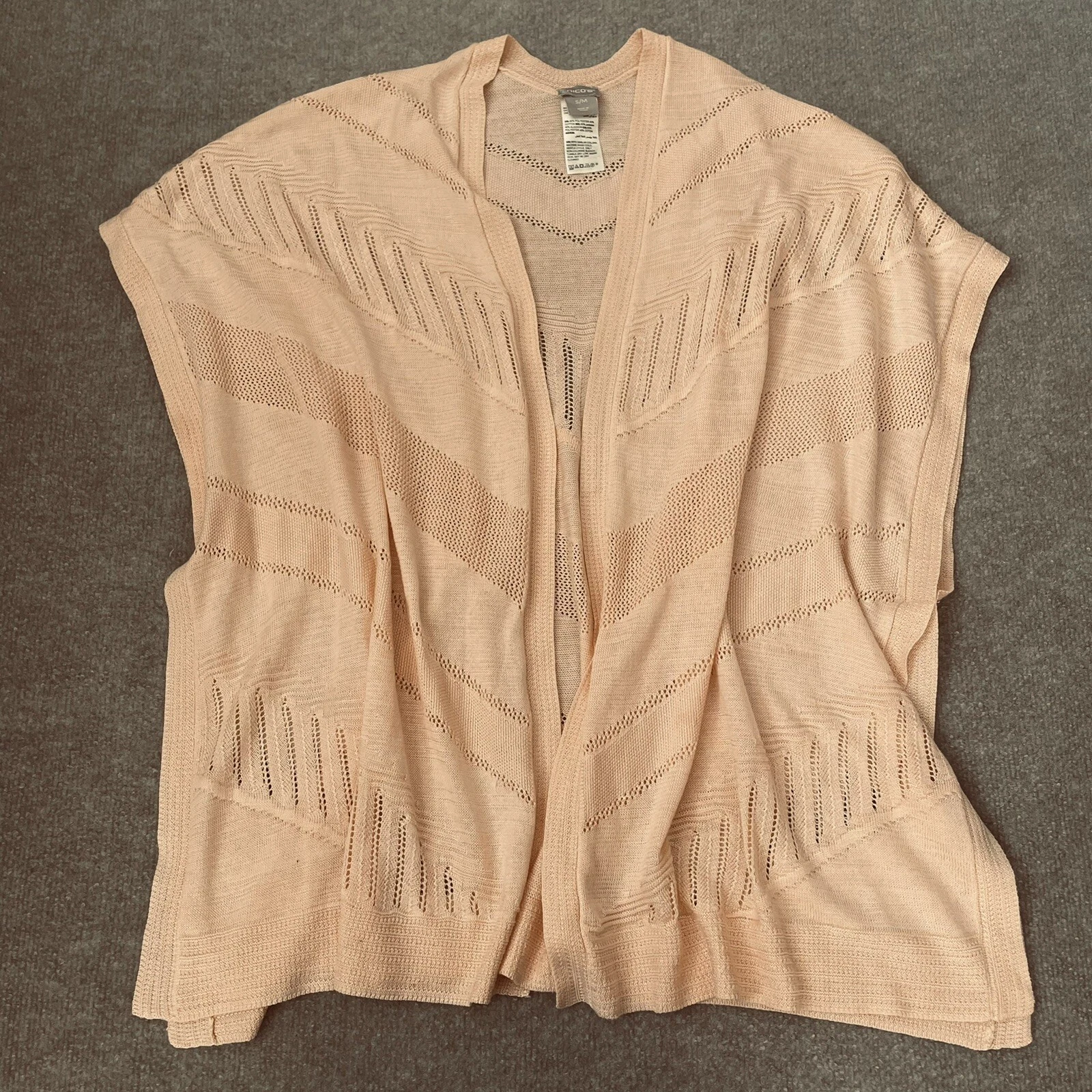 Chico's Cardigan Womens S/M Small/Medium Peach Poncho Lightweight Shawl Sweater