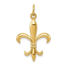 14K Yellow Gold Fleur De Lis Charm Pendant L - 30 mm