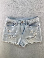 Ymi Womens Jr Size 3/26 Stone Wash High Rise Cutoff Jean Shorts