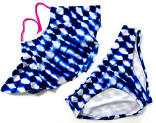 GIRLS OLD NAVY BLUE  WHITE 2 PC. SWIMSUIT SIZE XL 14