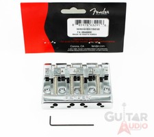 Genuine Fender CHROME HIMASS Block Logo High-Mass Bass Bridge IV w/Brass Saddles