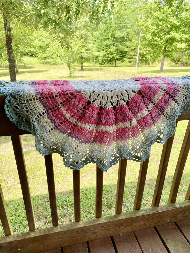 Afghan In The Round Hand Made By Barbara Sue Crochets, 34 Inch, Serenity - Image 2 of 4