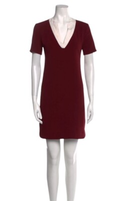 Sandro Raquel Shift Dress SMALL Burgundy Academia Preppy QuietLuxury