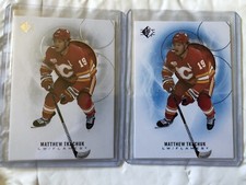 2020-21 SP Hockey Base and Blue Base Matthew Tkachuk Calgary Flames 2 Card Lot