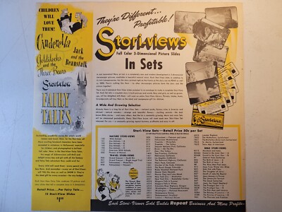 1950 PAPER AD 8 Panel Stori-Views 3 D Picture Slides Toy Viewer Store Display