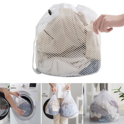 HUACA Heavy Duty Laundry Drawstring Bag with Strap, 28 x 40 Inches
