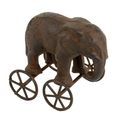 Cast Iron Rolling Elephant on Wheels-4.5'' X 4''H