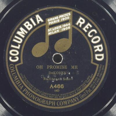 COLLINS HARLAN Oh Promise Me / The Rambler Minstrel Company