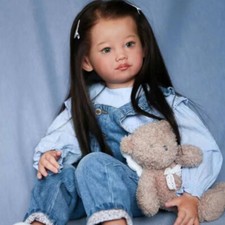 30" Huge Realistic Toddler Girl Reborn Baby Doll Hand-rooted Hair Art Toy Gift