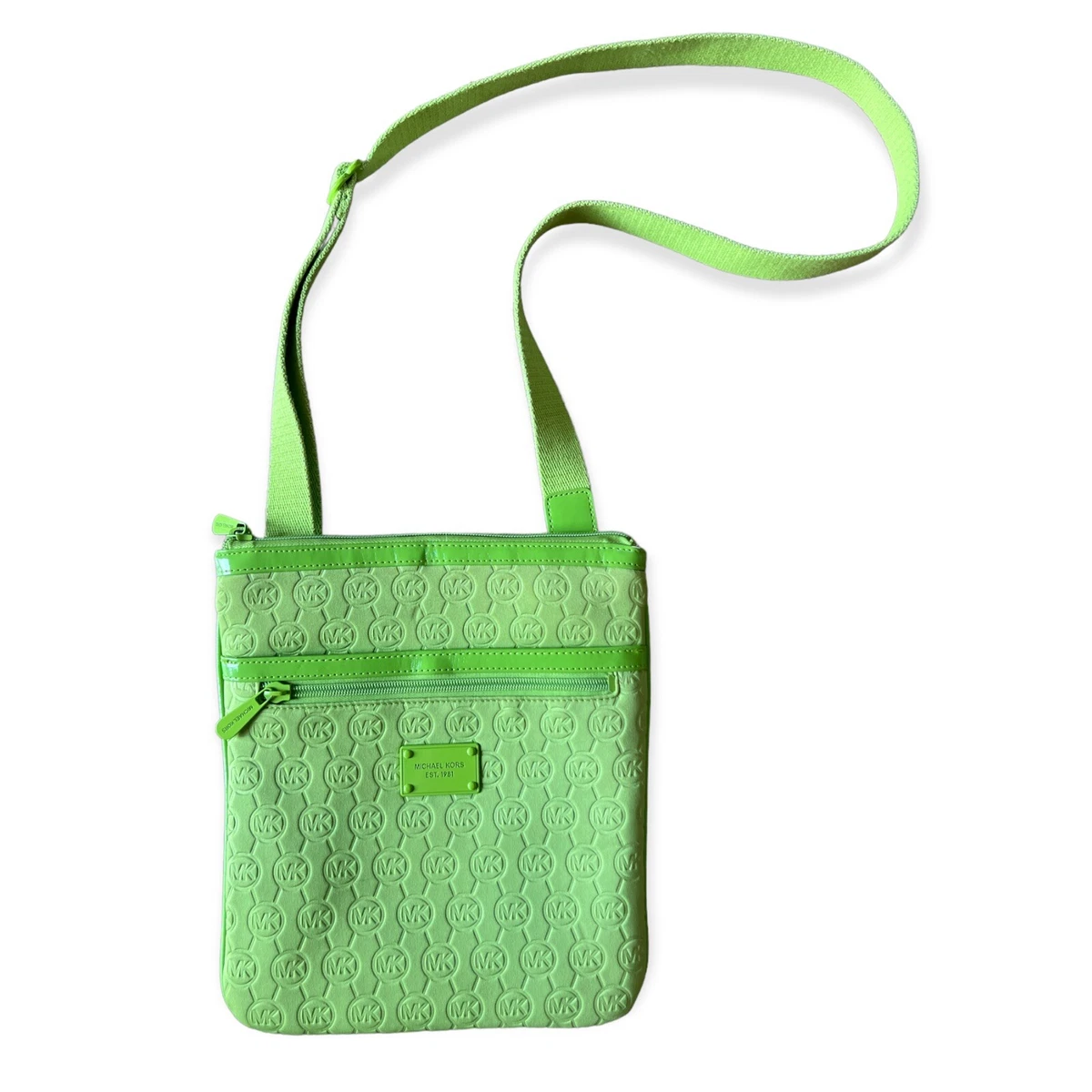 Michael Kors Lime Green Adjustable Crossbody Bag Purse Neoprene