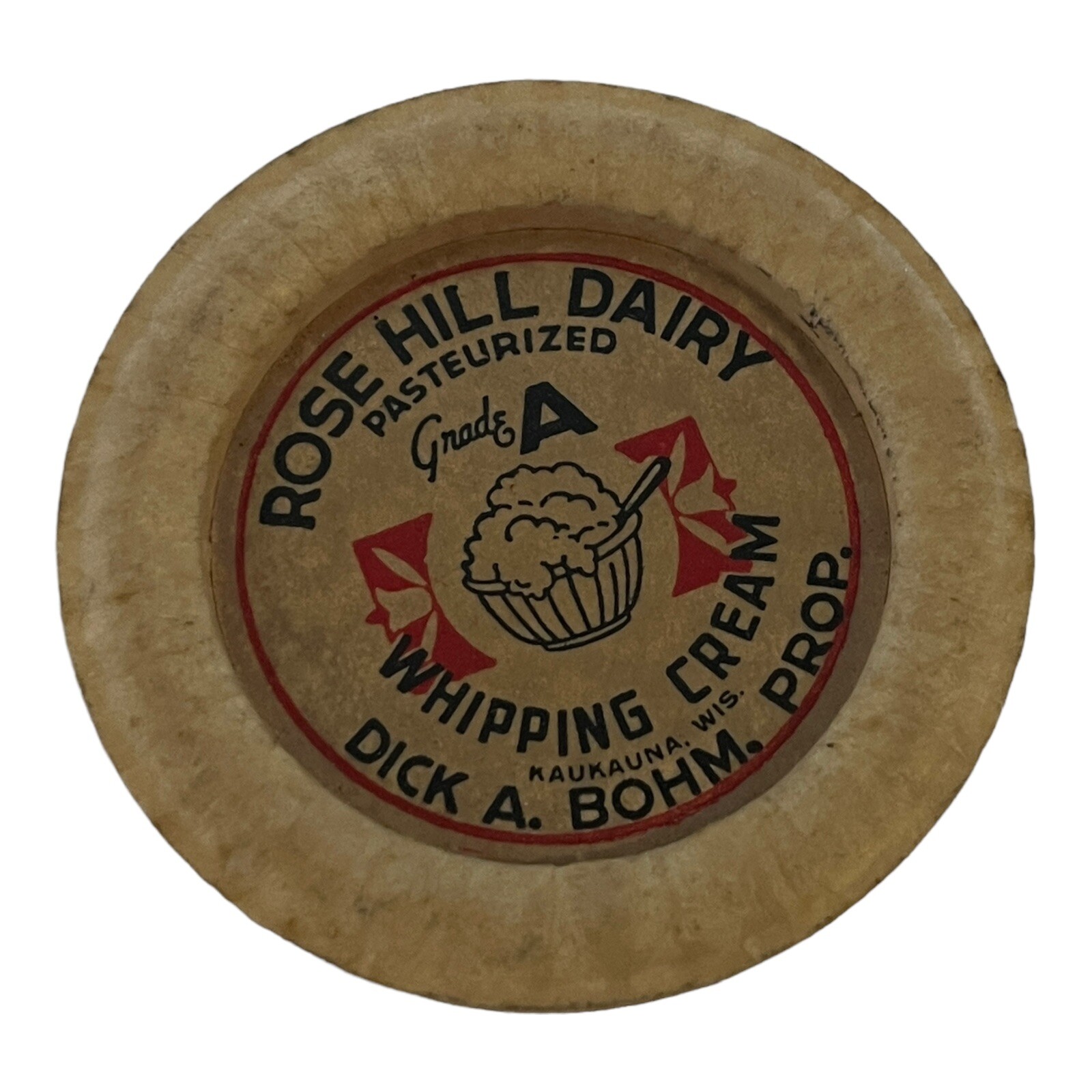 Vintage Milk Bottle Cap Rose Hill Dairy Kaukauna Wisconsin D. Bohm eBay