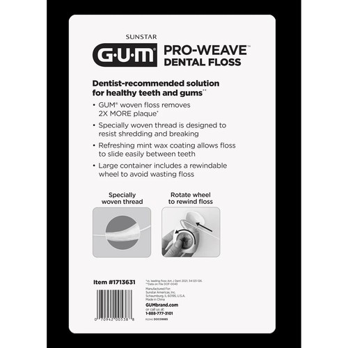 GUM Pro-Weave Woven Dental Floss Waxed Floss Mint Flavored 3pk +2 Travel Units - Picture 2 of 2