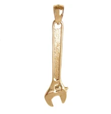 New 14k Yellow Gold Wrench Tool Charm Pendant