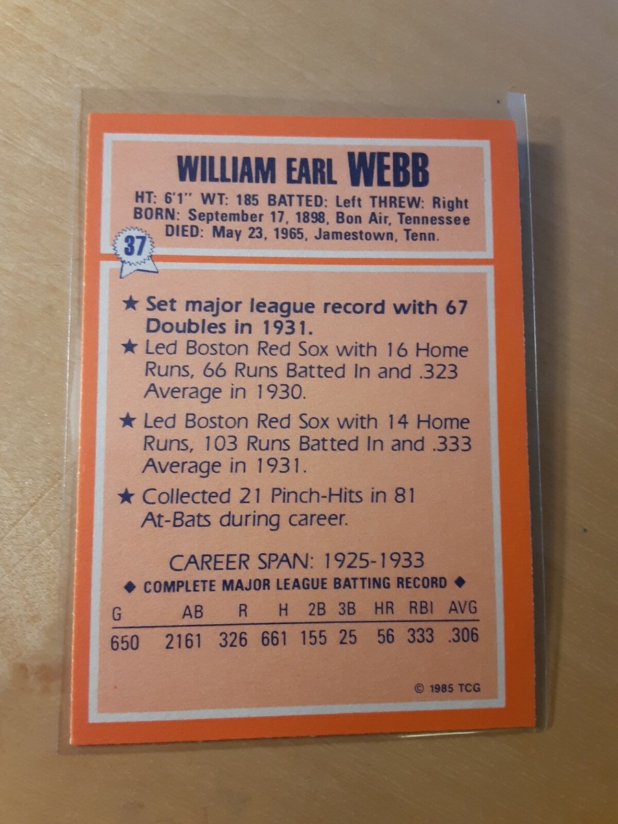 1985 Topps Collector's Series#37 EARL WEBB Boston Red Sox