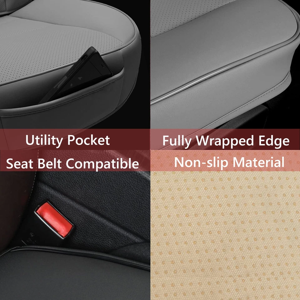 Gray Driver Front Seat Cover Car Cushion Chair Protector Mat Pad Faux Leather Foto 4 de 4