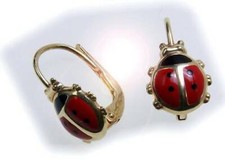 New Children Earrings Bouton Ladybug 333 Gold Yellow Gold Quality 8 Karat Bug