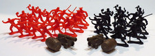 Vintage Pirates Red Black Plastic Imperial Toy Soldiers 2 w/Cannons 34 Count