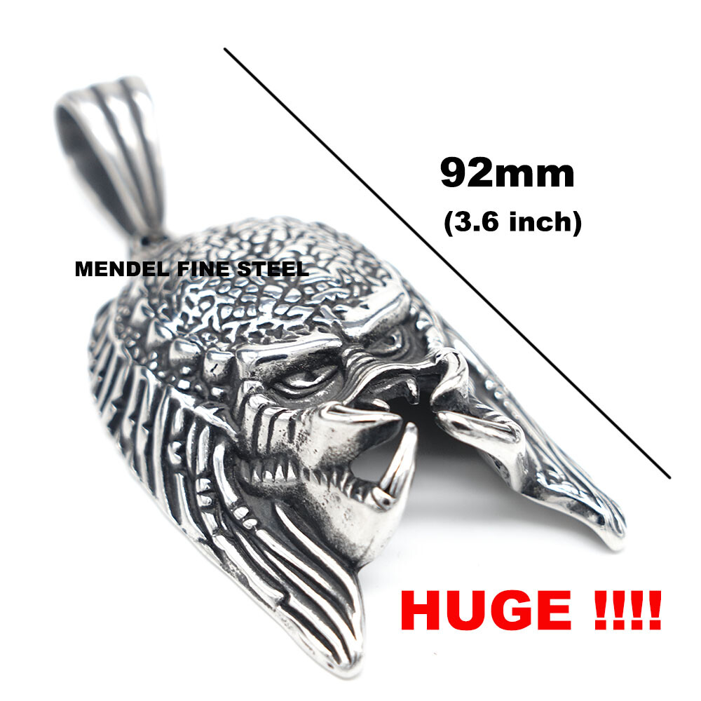 MENDEL Mens Large Big Horror Alien Predator Skull Necklace Chain