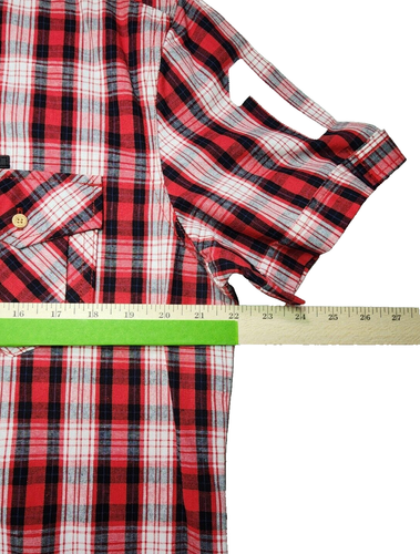 Akoo Uomo Grande Manica Corta Bottoni Rosso Plaid "nato nella cultura" #11 - Foto 8 di 14