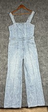 We the Free People Denim Overalls Jumpsuit Wide Leg Button Front Size Medium