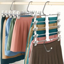 Skirt Hangers, Pants Hangers with Clips Space - 2 Pack - Space Saving Metal