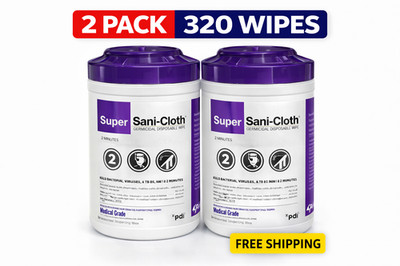 PDI Super Sani-Cloth Germicidal Wipes 2 Pack 320 Total Medical Grade Disinfectie