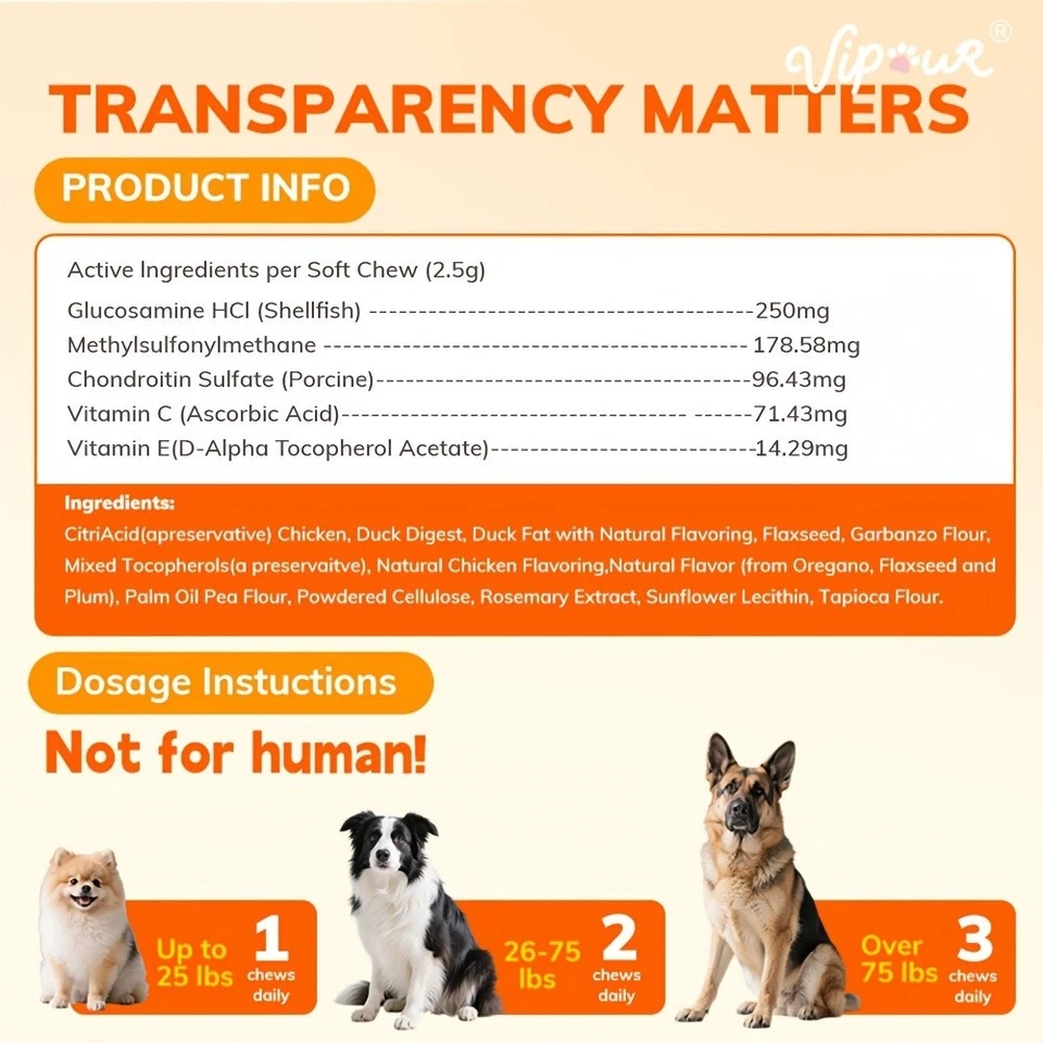 Dog Hip & Joint Chews with Glucosamine, Chondroitin, MSM, Vitamins C & E - Image 3 of 4