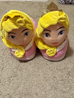 Disney Princess Aurora Women s Pink Slip-On Plush Slippers Glitter, Size 5.5- 10
