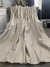 BEAUTIFUL MTM BESPOKE CHAMPAGNE GEOMETRIC TRIPPLE PLEAT LINED CURTAINS~49"Wx84"L