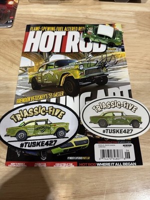 Hot Wheels  55 Chevy Gasser, Signed Brendon VetuskeyHot Rod Mag With Patch/stckr