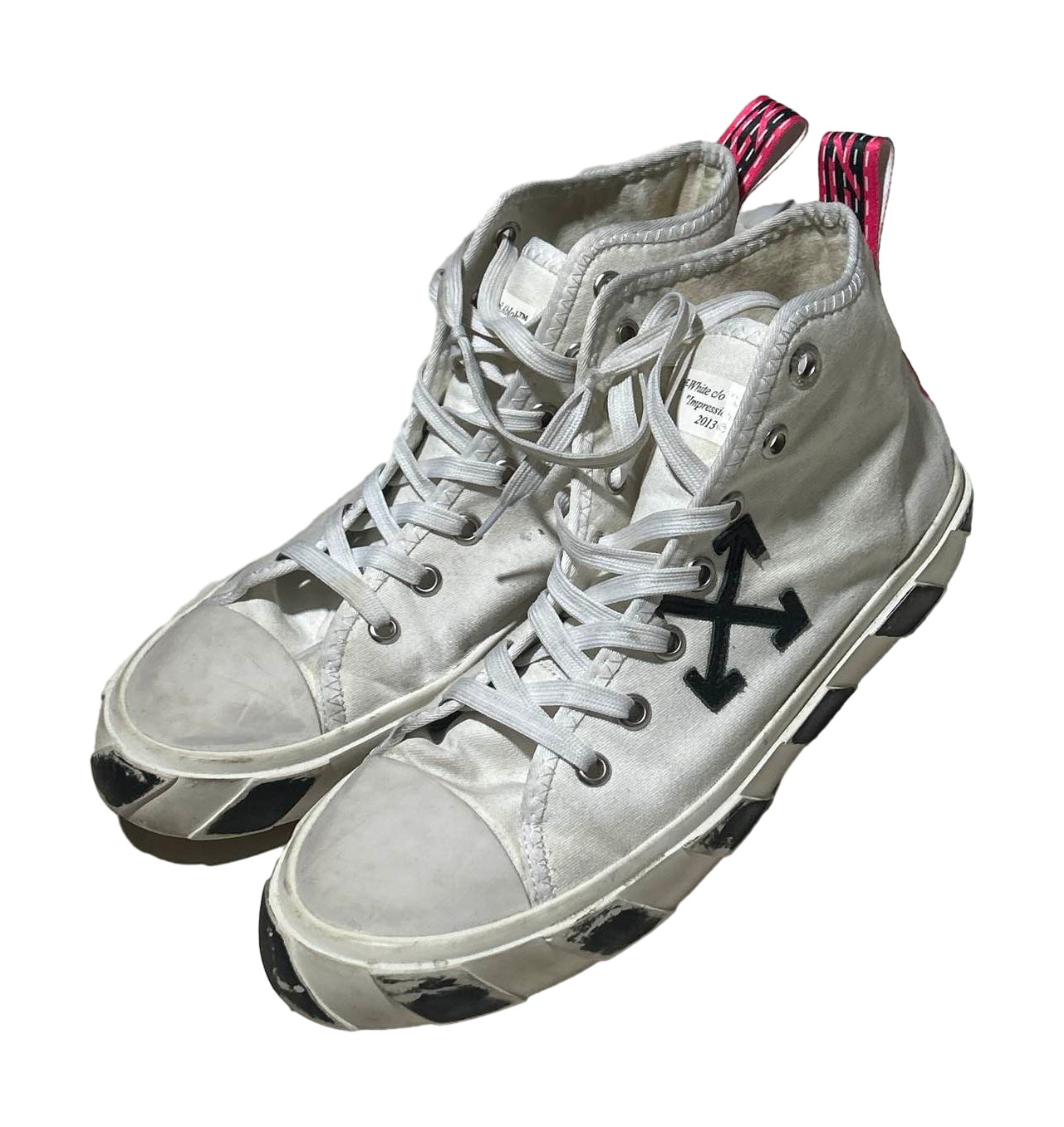 Off-White Vulcanized High Tops Canvas White Black Virgil Abloh Size 45 Euro