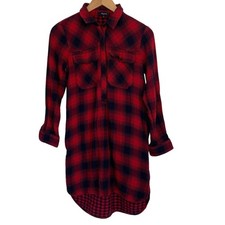 Madewell XXS Plaid Shirt Flannel Dress Red Black Fall and Winter